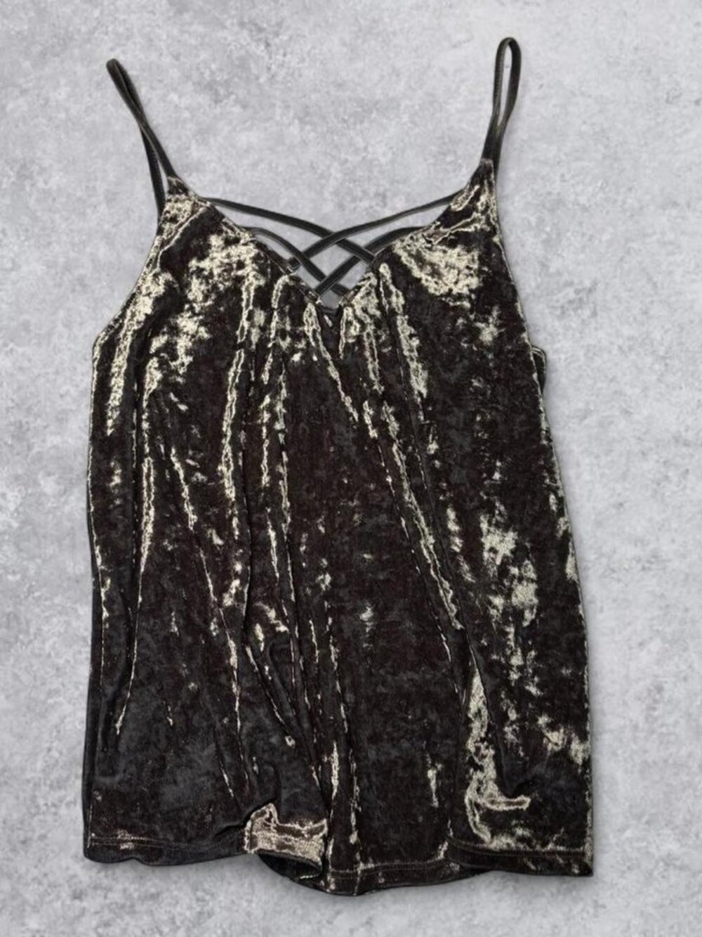 Y2K green velour tank with crisscross neckline from American Eagle - Size S